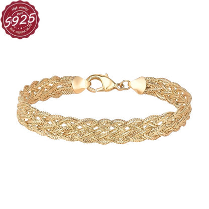 925 Sterling Silver Luxury And Elegant Handmade Solid Cut Braided Bracelet for Valentine'S Day, Christmas, Anniversary, Various Holidays, Special Occasions, Boutique Gift Box