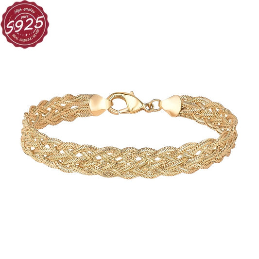 925 Sterling Silver Luxury And Elegant Handmade Solid Cut Braided Bracelet for Valentine'S Day, Christmas, Anniversary, Various Holidays, Special Occasions, Boutique Gift Box