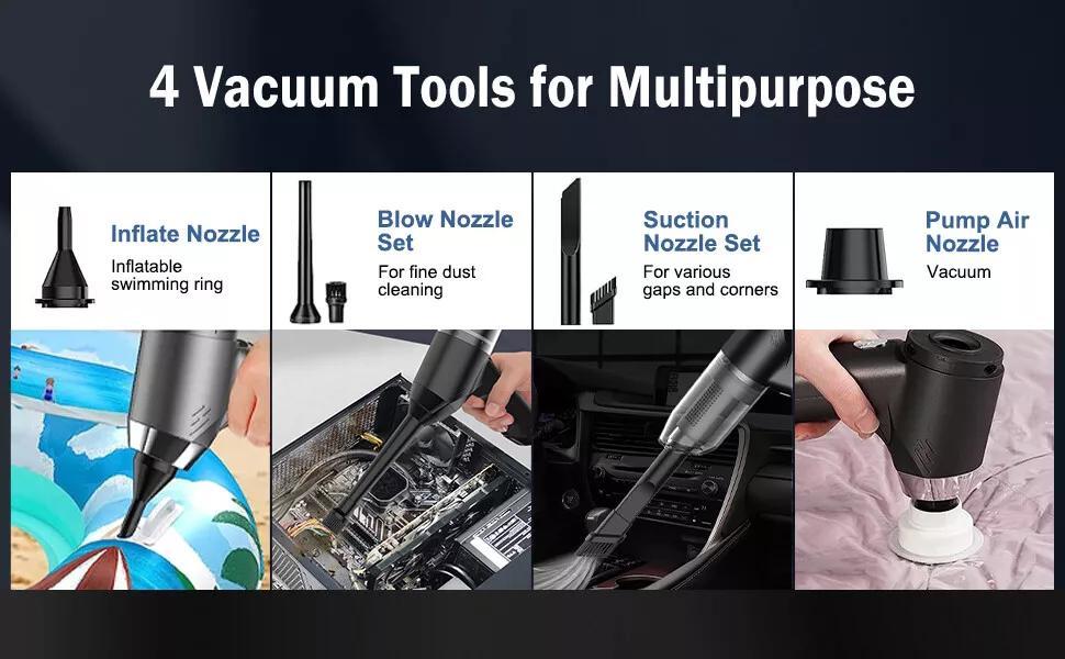 Portable Cordless Vacuum Cleaner, Mini Handheld Wireless Lightweight Air Duster Blower, Wet Dry Use Low Noise, Powerful Mutilfunctional Vacuum Cleaner for Car, Home, Kitchen, Pet Hair Cleaning