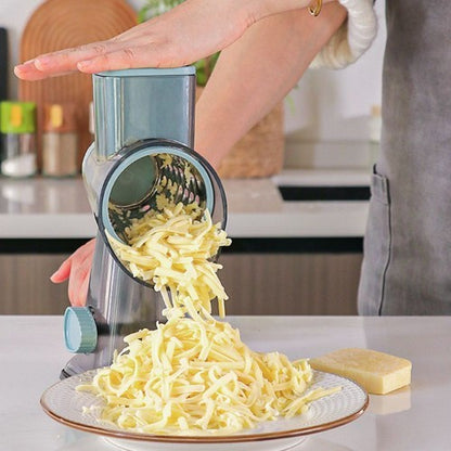 3 in 1 Rotary Food Slicer Chopper Cheese Grater Fruit Vegetable Salad Fruit Peeler Kitchen Shredder Cutter Dicer Chopper Kitchen Planer Nut Grinder Tool for Cucumber Potato, Carrot, Garlic, Nuts, Walnut