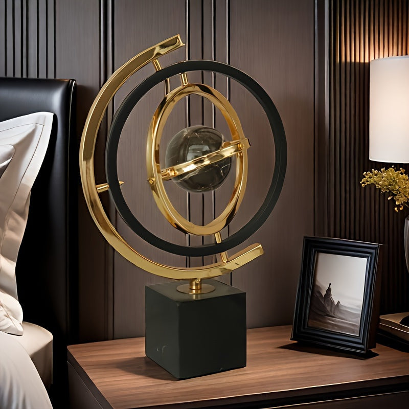 Elegant Metal Globe Decor - Modern Desktop Ornament for Home, Office, and Study, Perfect Christmas Gift