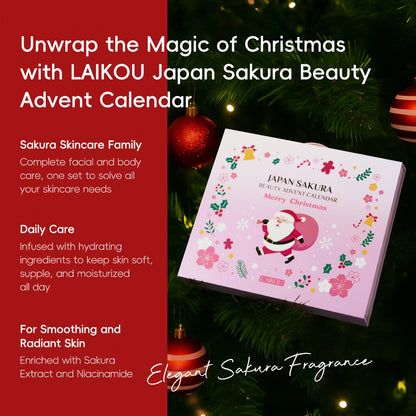 Sakura 24 Days of Beauty Advent Calendar 2026 – Radiance Skincare & Bath Body Gift Set for Women, Face Cream, Lip Balm, Foot Cream, Body Wash & Serum, Christmas Gift for Her