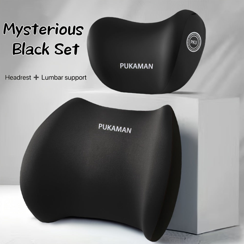 Car Headrest & Lumbar Cushion Set Ergonomic High-Density Foam – 2-in-1 Neck Pillow & Back Support for Long Drives, All Season Comfort Upgrade for Car Seats