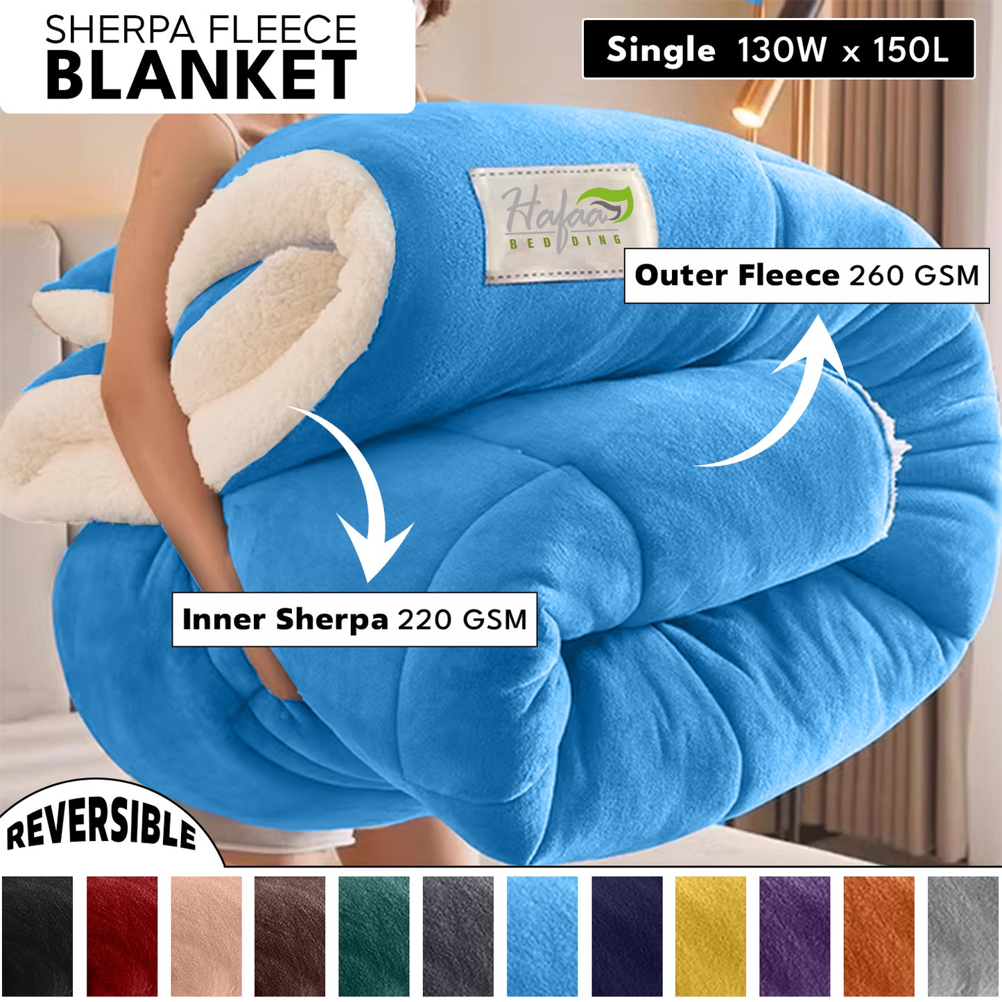 Soft Cozy Sherpa Blanket, Double-Sided Throw Blanket, Contemporary Design, Warm Throw for Couch, Bed, Office and Travel, Versatile All-Season, Perfect Holiday Gift