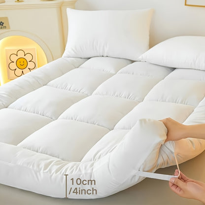 10cm Hotel Quality Mattress Topper 4 Inch Deep Filling, Super Soft with Elasticated Straps In Single, Small Double (4ft), Double, King, Super King UK Bed Size, Local Warehouse