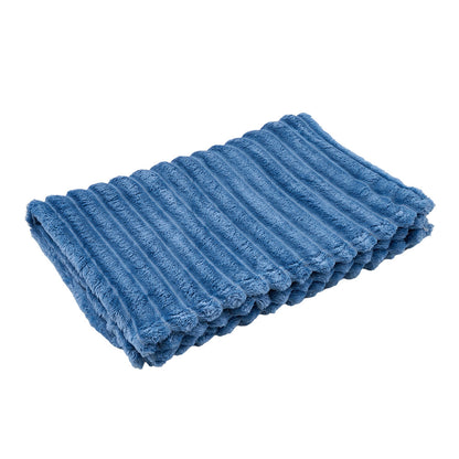 1pc Large Strips Ribbed Throw Blankets | Luxurious 270g Flannel Fleece Blanket | Warm Cozy Blanket Throws For Sofas, Bed, Chair, Couch, Settee | Super Soft Warm Blanket Single Double King Super King Size, Machine Washable, Easy Care, Perfect for Home, Tra