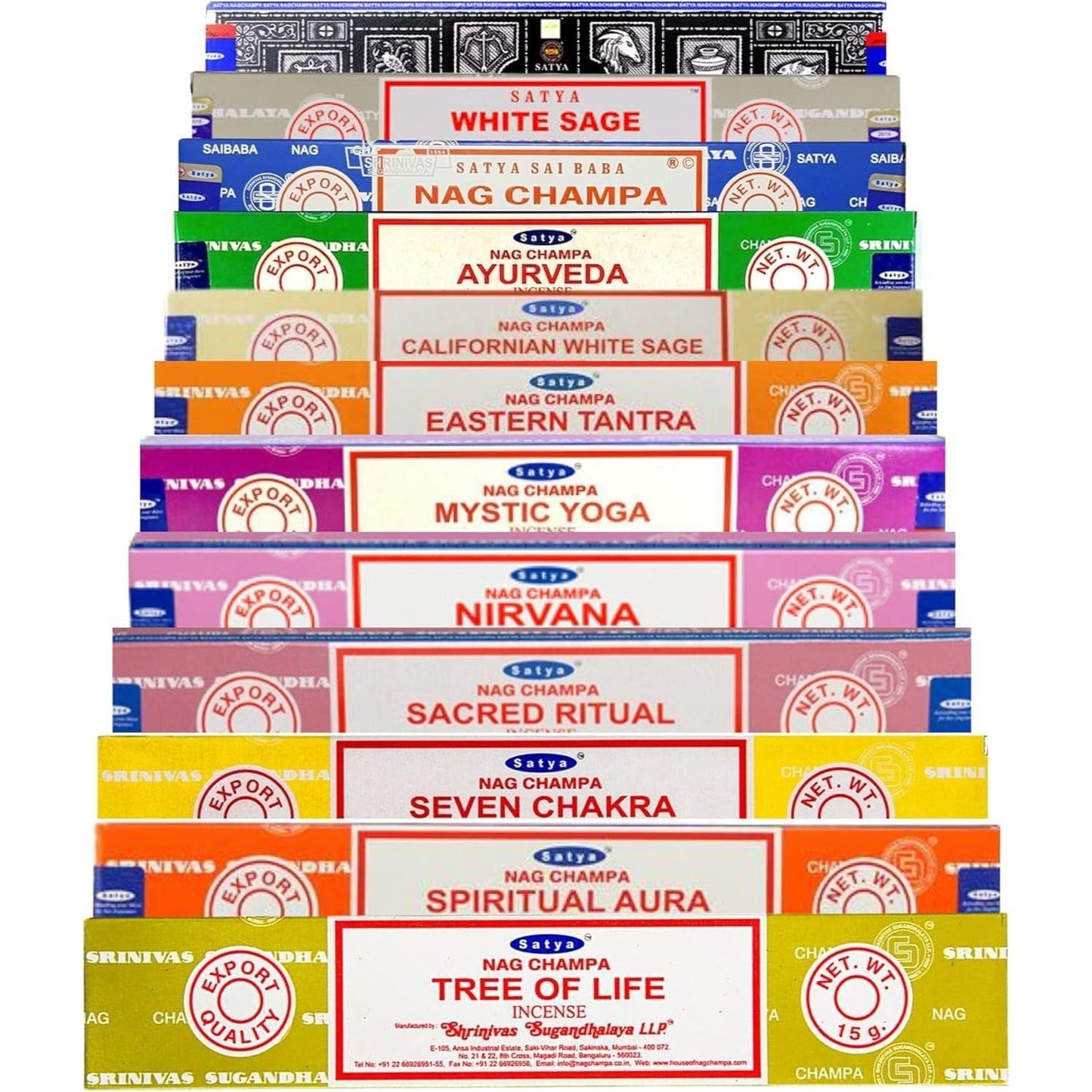 12 X Satya Incense Sticks Nag Champa 15G Genuine Assorted Mixed Random Scents