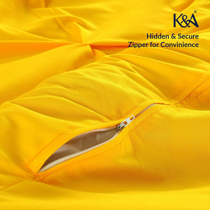 K&A® Pintuck Pinch Pleat Duvet Cover Set with Zipper Closure including Pillowcase – Ultrasoft Brushed Microfiber – Easy Care & Machine Washable