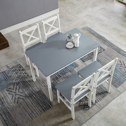 Classic Solid Wooden Dining Table and 4 Chairs Set Kitchen Home