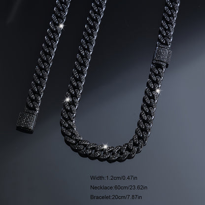 2pcs/Set Cuban Link Chain Necklace And Bracelet Set, Men'S Christmas Gifts, Hip Hop Style Choker Plus Bracelet Jewelry Set, Unisex Jewelry for Party Favors, Idea Gift Options