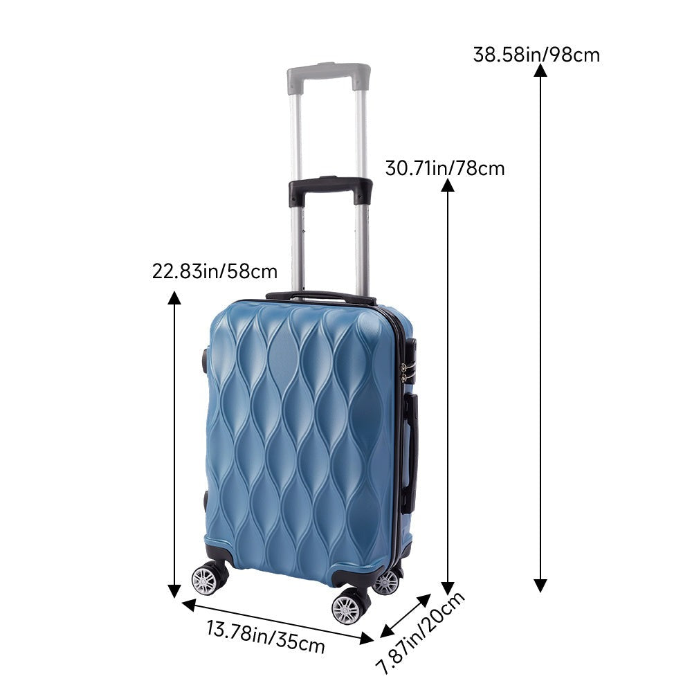 Hardshell Carry-On Suitcase 20 Inch with 360° Spinner Wheels – Lightweight Durable Rolling Travel Luggage, Stylish Wave Pattern Cabin Case for Business Trips & Weekend Getaways, Men & Women