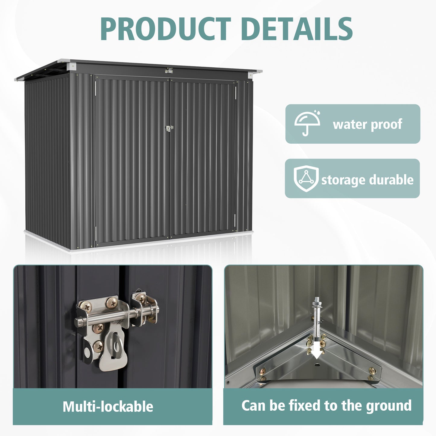 Patio Double-Door Outdoor Storage Shed | Lockable Security | Gas-Spring Lid | Ideal for Tool House, Pet Shelter, & Organizing (Large/Small)