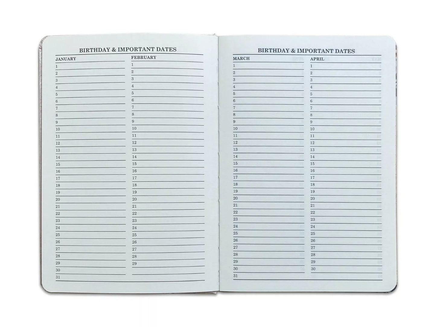 Address Book Birthday Book A5 Printed Linen Vintage Butterflies or Bird Design