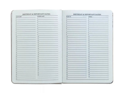 Address Book Birthday Book A5 Printed Linen Vintage Butterflies or Bird Design