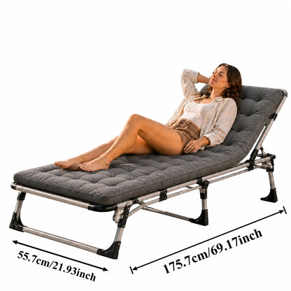 Portable Folding Bed With Mattress, Outdoor Reclining Lounger For Garden, Patio & Sunny Afternoon Relaxation