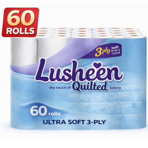 Toilet Rolls Bulk Buy 60 Rolls 3-Ply Lusheen White Quilted Ultra-Soft Unscented 150 Sheets Per Roll Septic Safe Premium Tissue