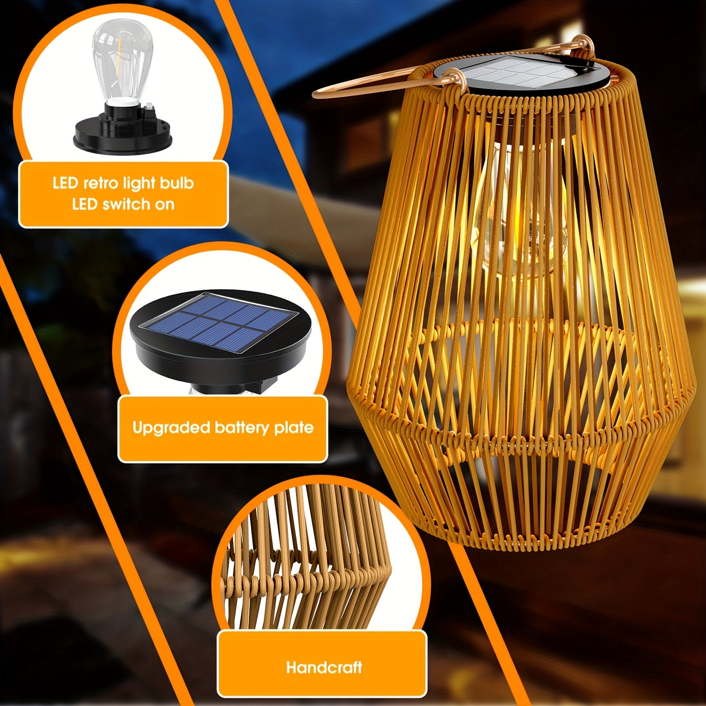 Solar Lantern, Outdoor Solar Woven Lantern Hanging Decoration, Persian Mia Style, Suitable for Garden, Patio, Deck, Porch, Trees, Lawn, Pathway Decoration, 1/2/4pcs