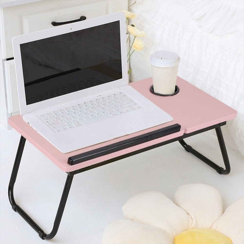 Folding Laptop Desk Over Bed Adjustable Tilt Angle MDF Portable Breakfast Tray Study Writing Table Notebook Stand for Bed Sofa 56x32.5cm