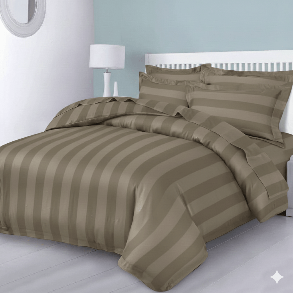 3pcs Microfiber Duvet Cover Set, Satin Striped Bedding Set, Soft Comfortable Duvet Cover, For Bedroom, Guest Room (1 Duvet Cover + 2*Pillowcase) – Single, Double, King, Super King Sizes