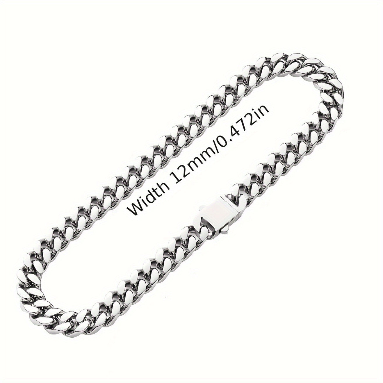 Hip Hop Non-Fading Glossy Stainless Steel Necklace Four Sides Grinding 8.10.12Mm Cuban Chain European And American Rap Men'S Accessory Necklace