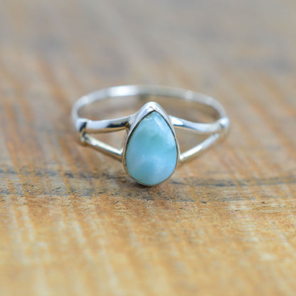 925 Sterling Silver Pear Gemstone Ring in Onyx, Larimar and More, Minimal Daily Wear Jewelry for Women