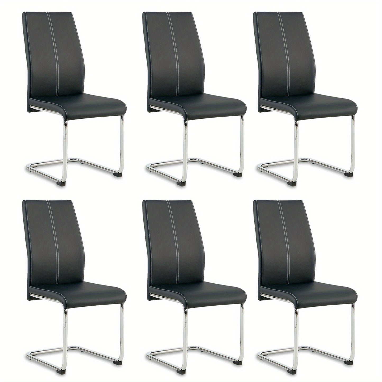 Modern Cantilever Dining Chair - Neutral Leather And Metal Design, Ergonomically Comfortable for Today'S Living Areas