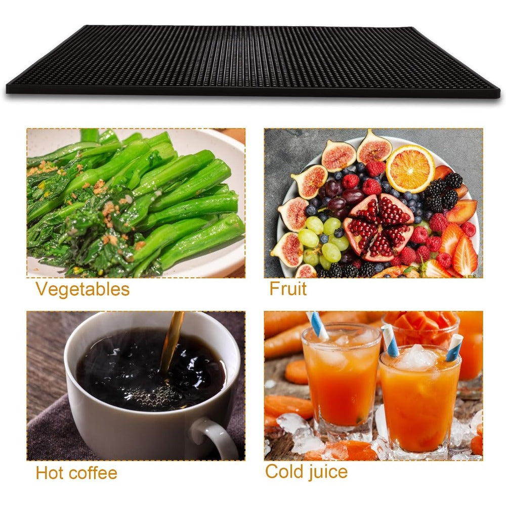 Black Silicone Bar Mats - Three-Pack, 18 x 12 Inch