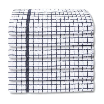 Pack of 6 Large Tea Towels 40x60cm – 100% Cotton Luxury Check Soft Kitchen Towels – Highly Absorbent Dish Cloths – Durable Washable Tea Towels for Drying Dishes, Cleaning, Cooking, Household, Restaurant, Bar, Café, Catering, Commercial & Professional Kitc