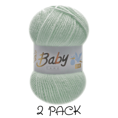 Woolcraft - Baby Care Double Knitting Yarn - 2 or 5 Pack of 100g Balls of 100% Acrylic Yarn - 13 Colours Available - Aqua, Beige, Baby Blue, Oyster, Denim, Lilac, Mint, Peach, Baby Pink, Rouge, Silver, White or Lemon - Perfect for Knitting or Crochet