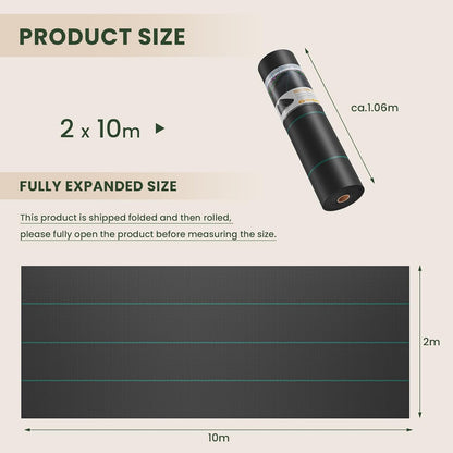 Heavy Duty Weed Control Membrane Garden Weed Barrier UV Protection Weed Fabric for Patios Garden Flower Beds Landscaping Black Woven Roll Ground Cover