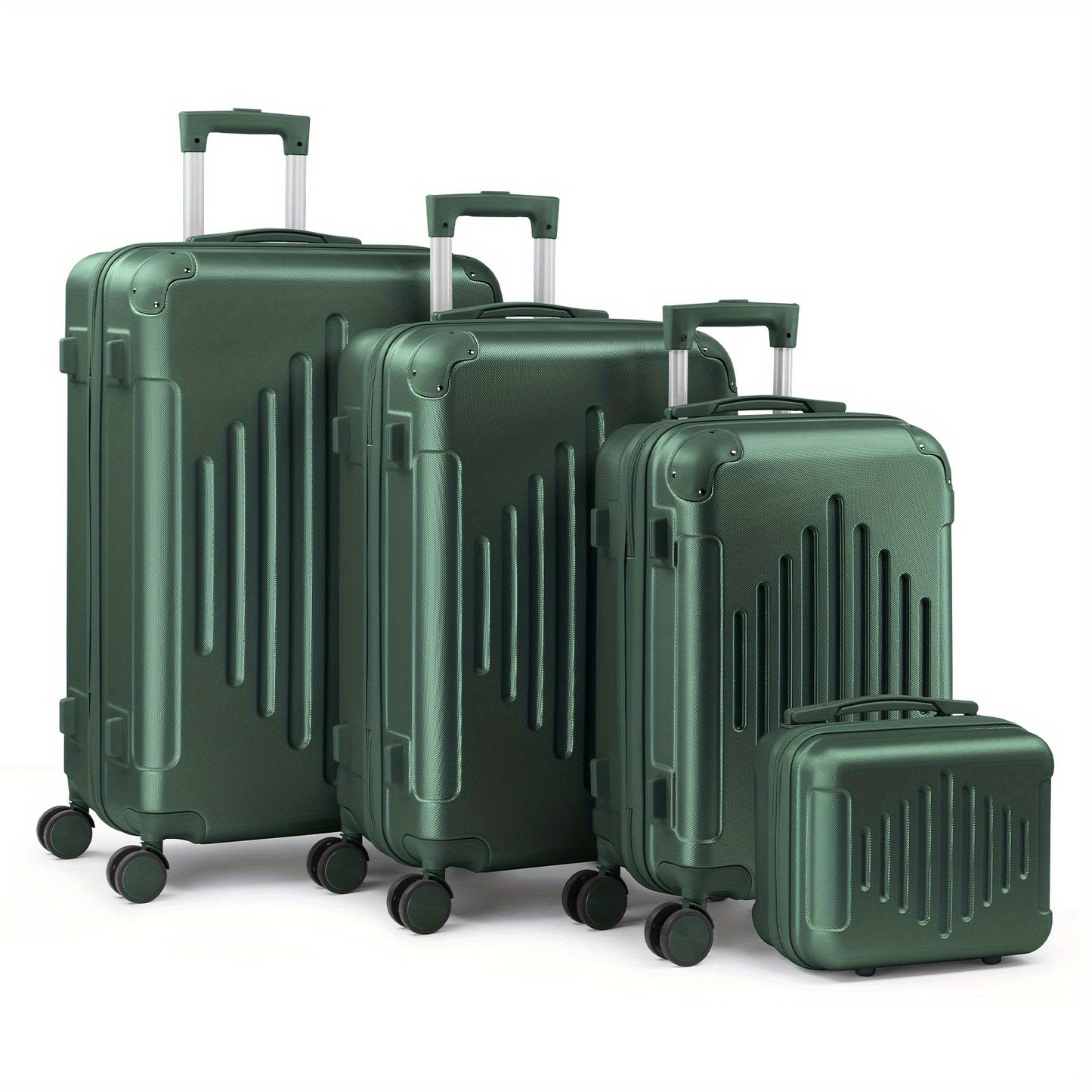 Family 4pcs Luggage Set (12/ 20/ 24/ 28") Hardside W/ Corner Guards, 360° Wheels Lightweight Large Suitcases - Checked & Carry On
