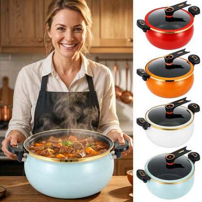 Large Capacity 8L Stew Pot with Lock Lid, Stock Pot for Braising, Soups, Stews, and Bread Baking, Induction Compatible, Oven & Stovetop Safe Kitchen Serving Essential