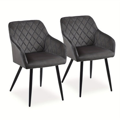 Velvet Leisure Dining Chairs , Upholstered Seat with Arms And Metal Legs , Set Of 2/4 , Occasional Living Room Bedroom Lounge Reception Chairs