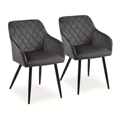 Velvet Leisure Dining Chairs , Upholstered Seat with Arms And Metal Legs , Set Of 2/4 , Occasional Living Room Bedroom Lounge Reception Chairs