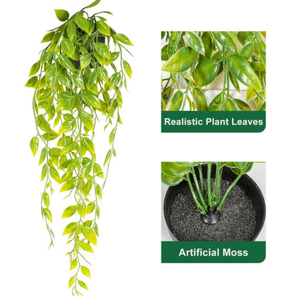 Artificial Hanging Plants Fake Ivy Vine with Pot Faux Greenery Hanging Basket for Indoor Outdoor Home Decor Wall Patio Office Shelf Room Decoration