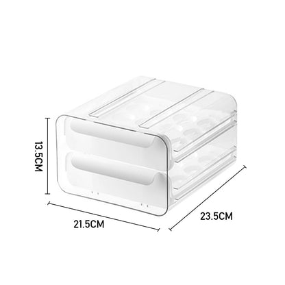 Egg Box for Refrigerator, Stackable Transparent Egg Storage Box, 32 Grid Egg Container, Double-Layer Kitchen Fridge Egg Drawer Boxes, White