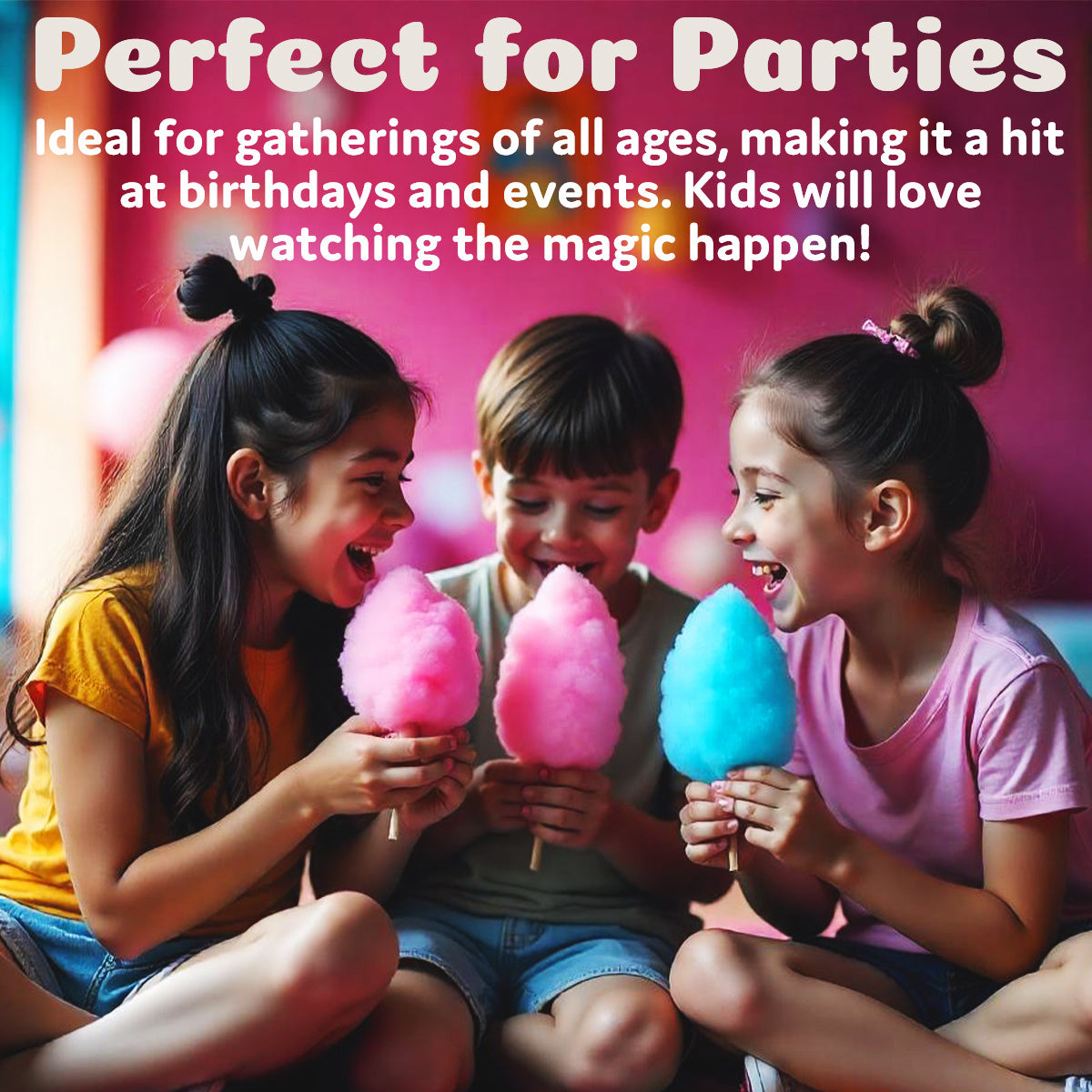 M4Y Premium Candy Floss Maker Cotton Candy Sweet Machine, Funfair Style Machine for Parties, Kids, Home, Includes Measuring Spoon and Candy Floss Sticks
