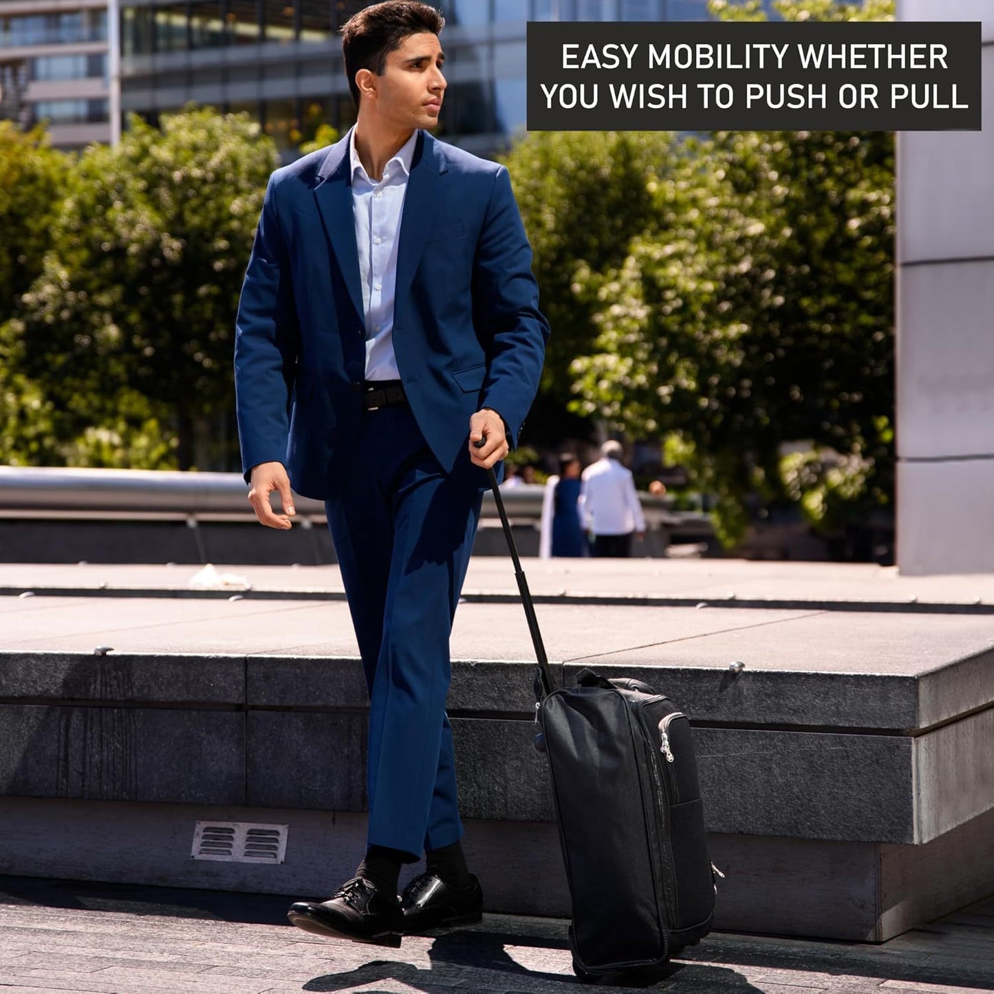 5 Cities 21” / 55cm Lightweight Carry On Travel Cabin Trolley Bag with Wheels, Cabin Approved Hand Luggage, 2 Year Warranty – Black