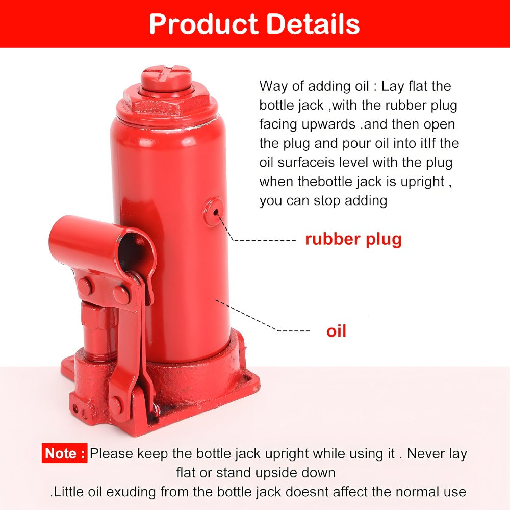 Bottle Hydraulic Jack 5Ton Portable Compact Car Lifter Heavy Hydraulic Lifting Equipment Car Jack Used for Repair and Replacement Compact Low Chassis Car Saloon On Road or in Garage