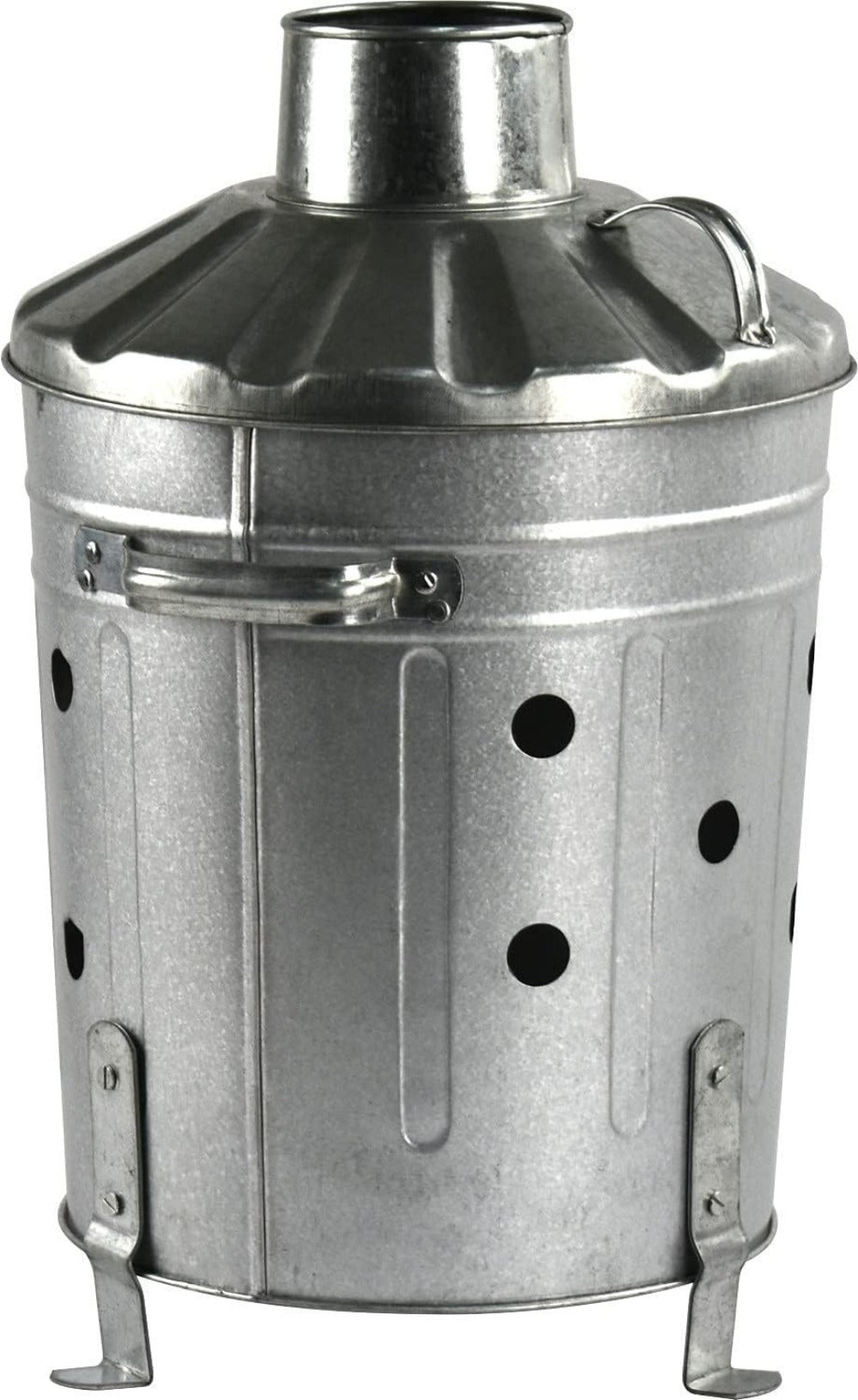 Mini Garden Incinerator Bin 15L – Galvanised Steel Fire Bin with Chimney Lid for Burning Garden Waste, Rubbish & Wood | Ventilated, Corrosion-Resistant, Compact Garden Burner