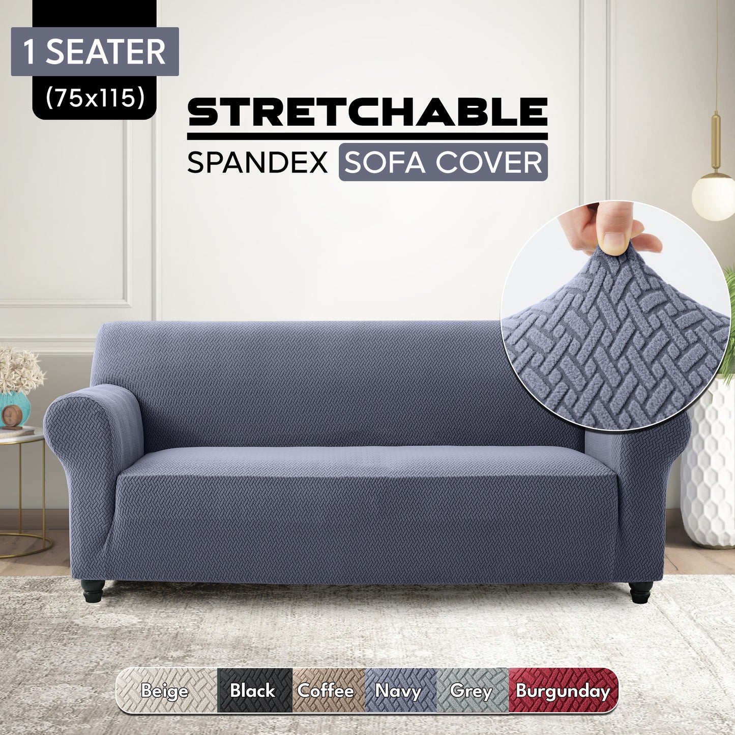 1pc Stretchable Spandex Elastic Sofa Cover – 1, 2, 3 Seater Polyester Spandex Furniture Protector, Anti-Slip Grip & Pet-Friendly, Machine Washable, Perfect for Living Room & Home Decoration