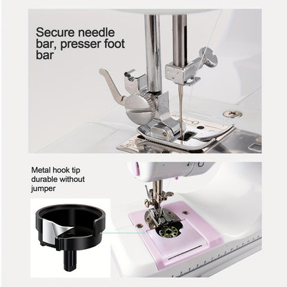 Mini Sewing Machine for Beginner, 12 Needle Multifunctional Household Machine Portable Double Thread Reverse Sewing Machine Two Speed, Battery Powered, (battery Not Included In Package)