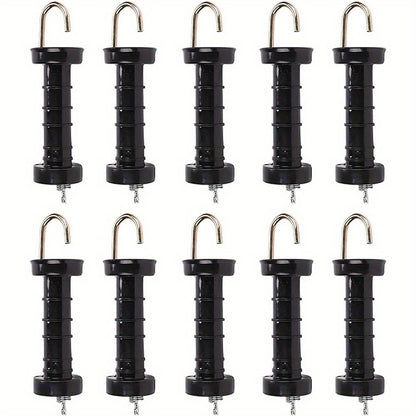 10 Pack Electric Fence Handles Insulated Spring Tension Gate Handle for Fencing Black