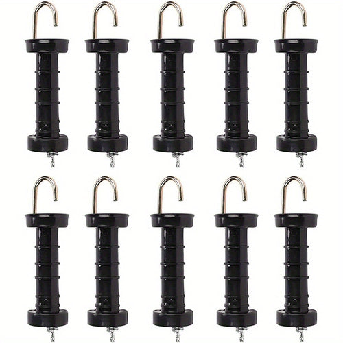 10 Pack Electric Fence Handles Insulated Spring Tension Gate Handle for Fencing Black