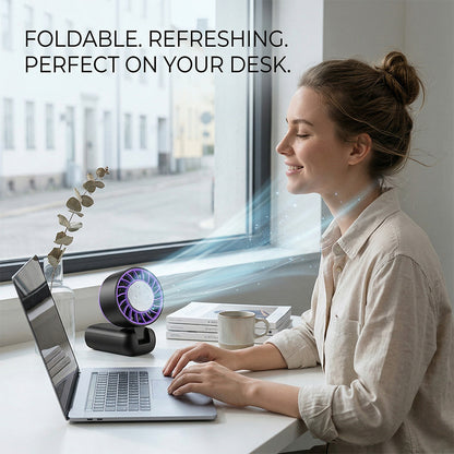 Rechargeable Handheld Cooling Fan, Portable Mini Fan with Stepless Speed Control & Smart LED Display, 3-in-1 Desktop/Neck-Hung Fan, USB Rechargeable, Quiet & Lightweight for Travel Office Outdoor