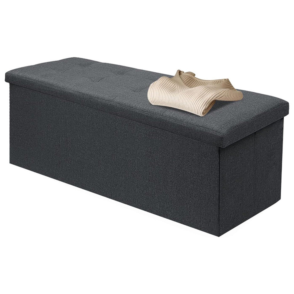 Folding Ottoman Storage Box Seat Stool Home Foot Stool Bench Pouffe Linen Chair