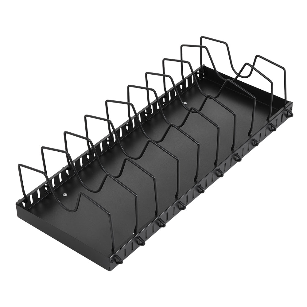 Pull-Out Commercial Utensil Rack, Cabinet Pot Lid Rack, Metal Carbon Steel Pot Lid Organizer, Dish Drying Rack, Pots and Pans Shelf with 8 Dividers/10 Dividers, Cutting Board Pot Storage Rack, Black