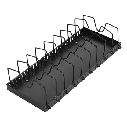 Pull-Out Commercial Utensil Rack, Cabinet Pot Lid Rack, Metal Carbon Steel Pot Lid Organizer, Dish Drying Rack, Pots and Pans Shelf with 8 Dividers/10 Dividers, Cutting Board Pot Storage Rack, Black