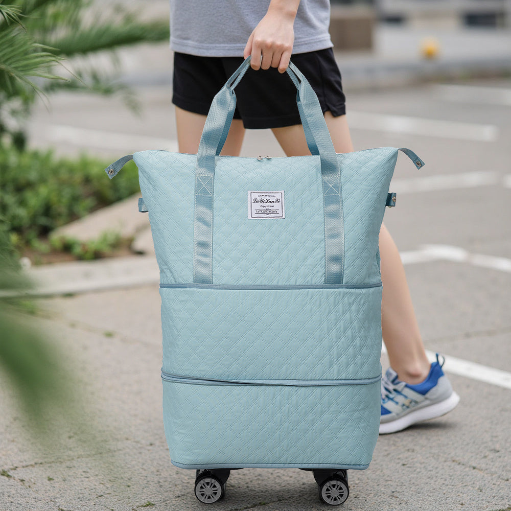 Travel Bag, Multifunctional Luggage Bag, Expandable Luggage Suitcase, Carry on Bag, Rolling Duffle Bag with Detachable Wheels, Travel Essentials Bag, Large Capacity with Zipper Closure, Ideal for Fitness, Yoga, and Everyday