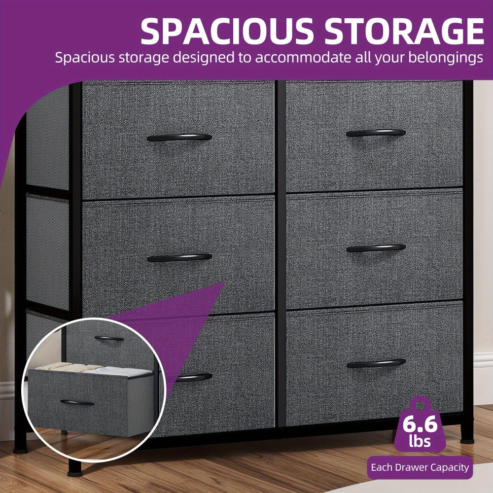 8-Drawer Fabric Dresser with Solid Wood Top – Bedroom & Living Room Chest of Drawers Storage Unit, Multiple Colours